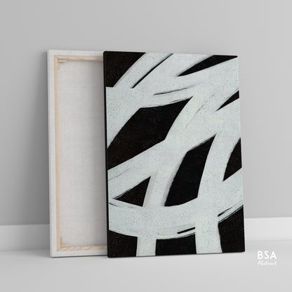 Black & White Modern Wall Art, Abstract Canvas Art Painting - Fora #18. Large Abstract Painting, Modern Abstract Painting, oil hand painting, office wall art, original abstract, textured art, Living room wall art, Modern interior wall art