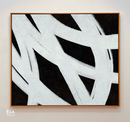 Black & White Modern Wall Art, Abstract Canvas Art Painting - Fora #18. Large Abstract Painting, Modern Abstract Painting, oil hand painting, office wall art, original abstract, textured art, Living room wall art, Modern interior wall art