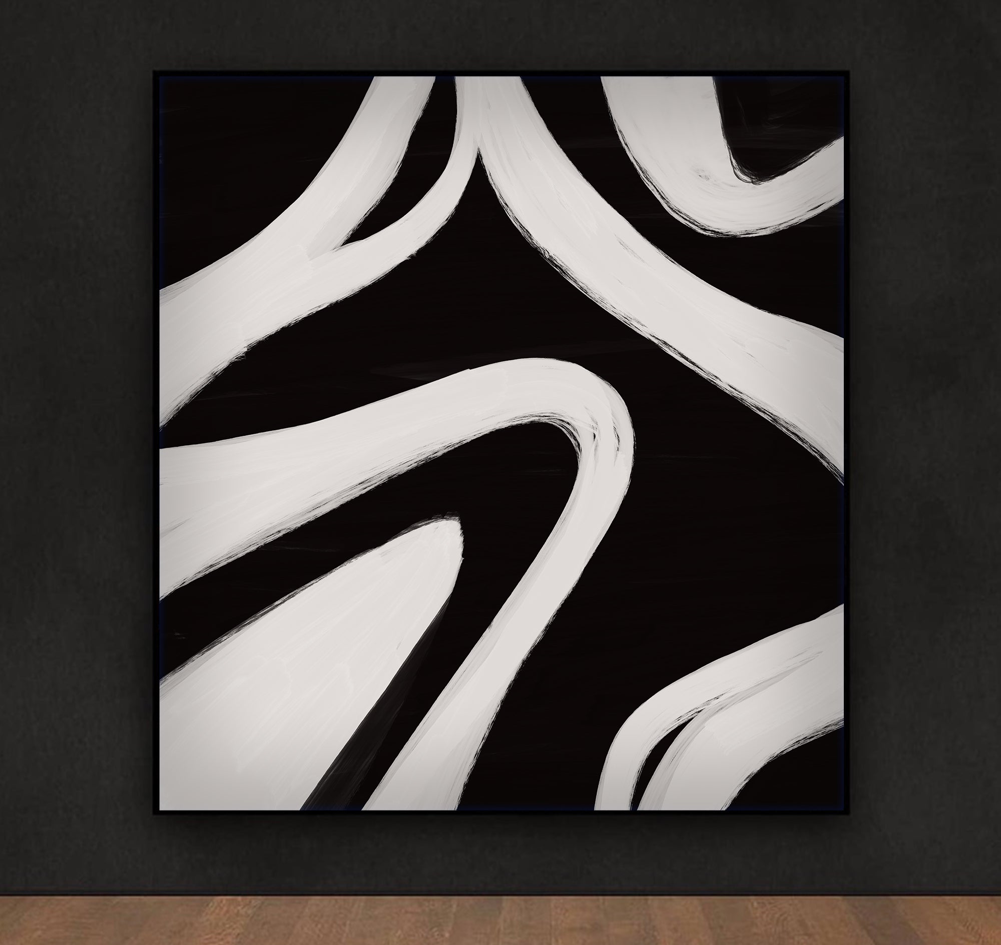 Minimalist Modern Abstract Wall Art - Fora #3, abstract wall art, black and white wall art, big canvas art
