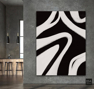 Minimalist Modern Abstract Wall Art - Fora #3, abstract wall art, black and white wall art, big canvas art