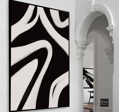 Minimalist Modern Abstract Wall Art - Fora #3, abstract wall art, black and white wall art, big canvas art