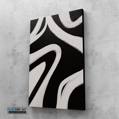 Minimalist Modern Abstract Wall Art - Fora #3, abstract wall art, black and white wall art, big canvas art