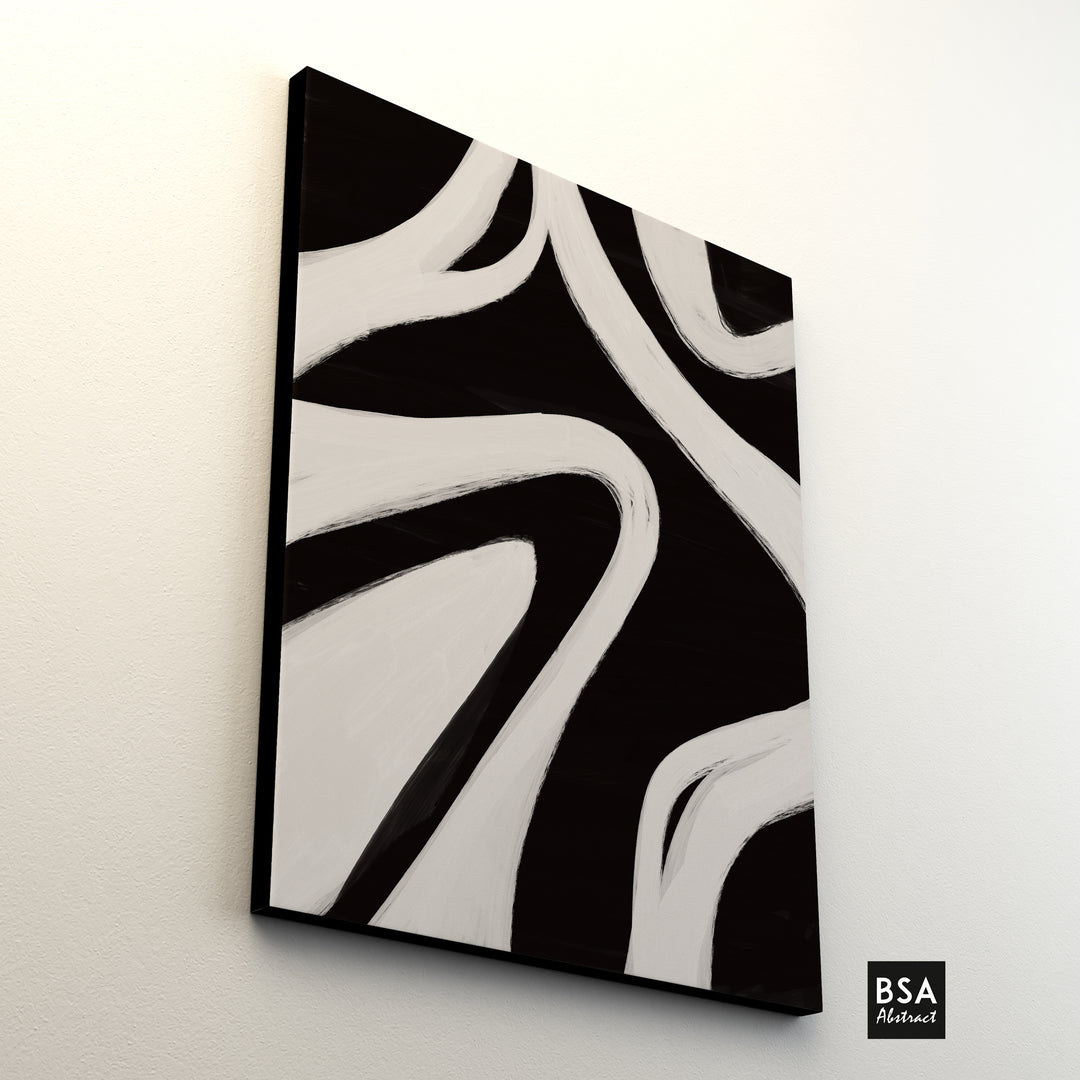 Minimalist Modern Abstract Wall Art - Fora #3, abstract wall art, black and white wall art, big canvas art