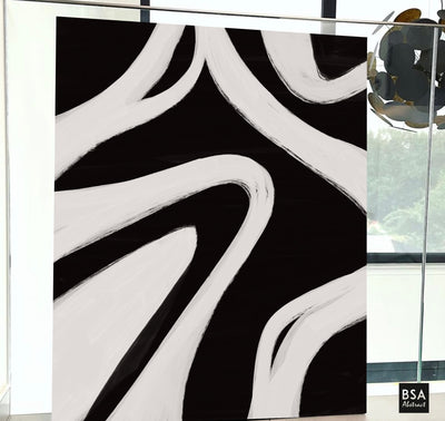 Minimalist Modern Abstract Wall Art - Fora #3, abstract wall art, black and white wall art, big canvas art