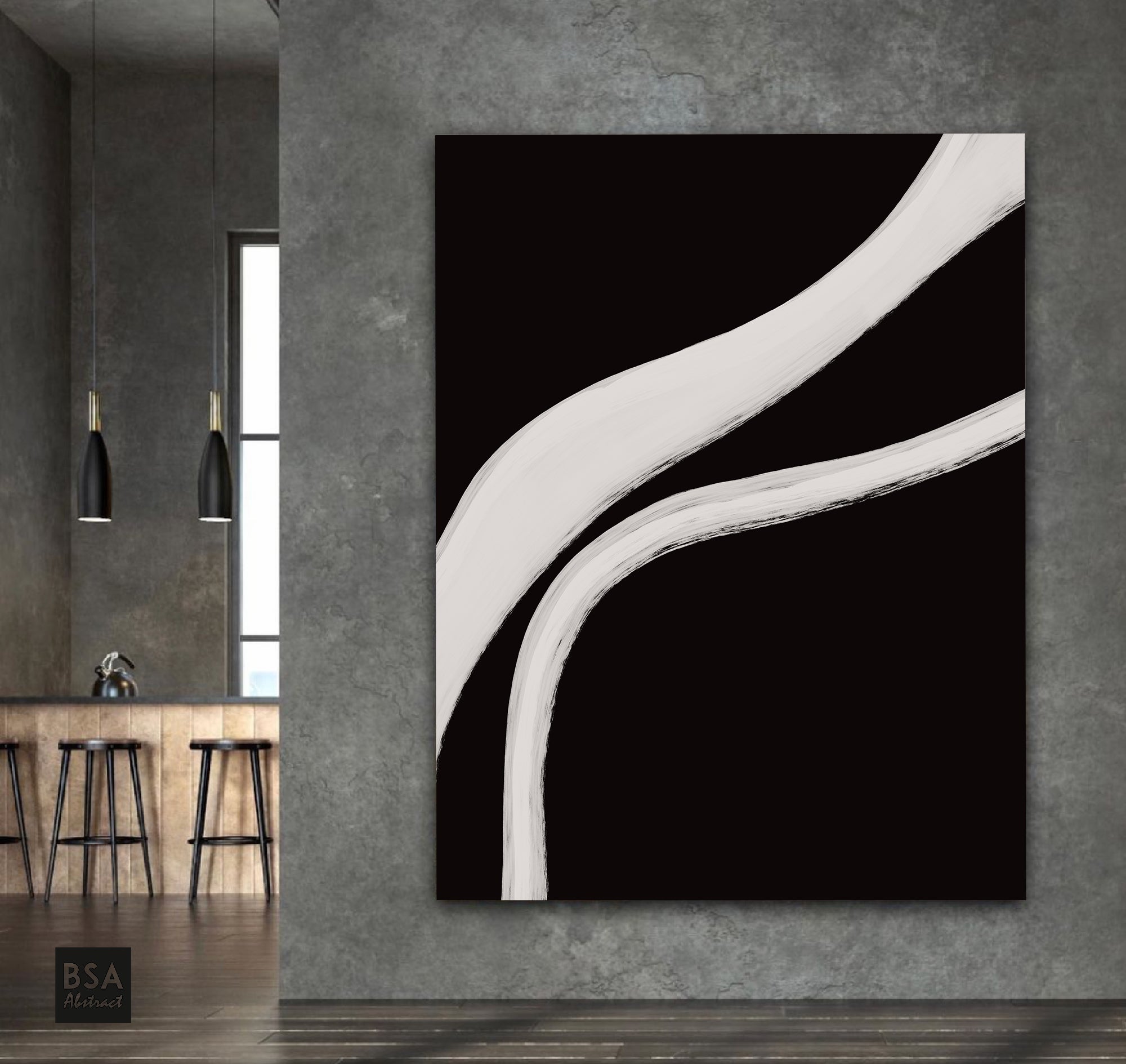 Minimalist Black & White Modern Abstract Wall Art - Fora #5. Large Abstract Painting, Modern Abstract Painting, oil hand painting, office wall art, original abstract, textured art, Living room wall art