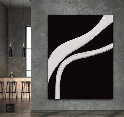 Minimalist Black & White Modern Abstract Wall Art - Fora #5. Large Abstract Painting, Modern Abstract Painting, oil hand painting, office wall art, original abstract, textured art, Living room wall art
