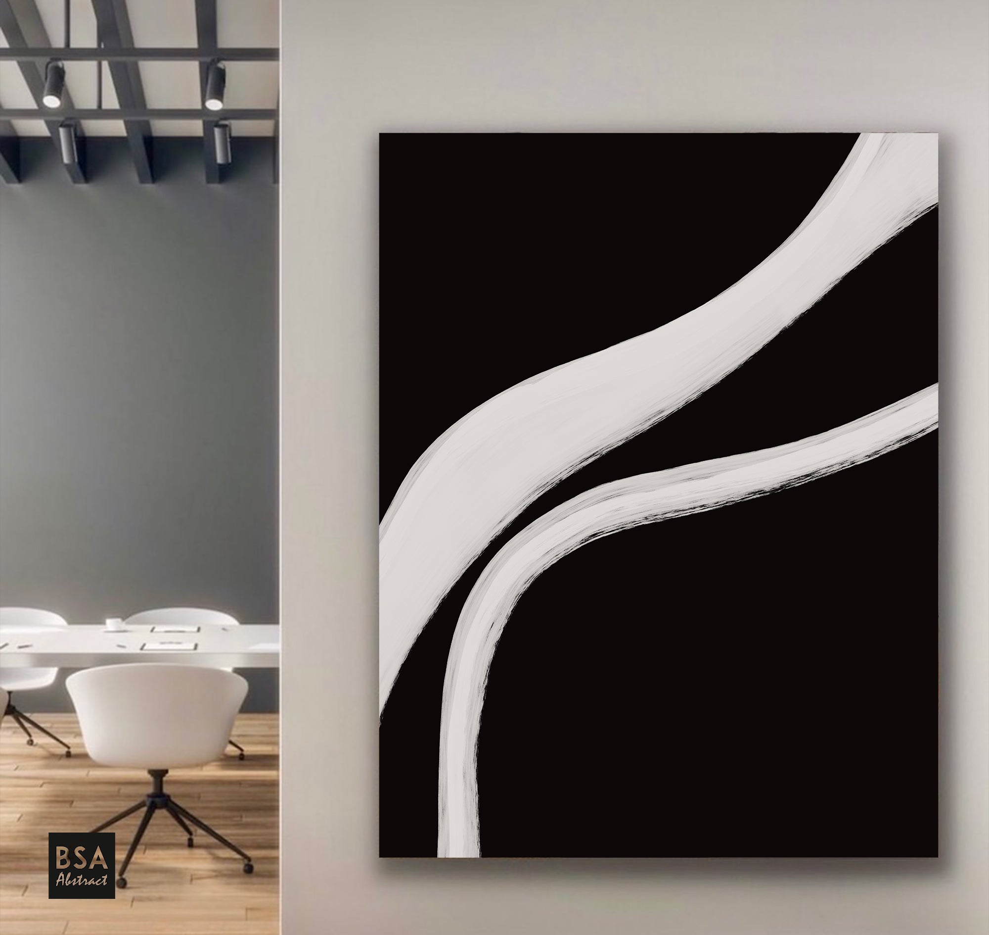 Minimalist Black & White Modern Abstract Wall Art - Fora #5. Large Abstract Painting, Modern Abstract Painting, oil hand painting, office wall art, original abstract, textured art, Living room wall art