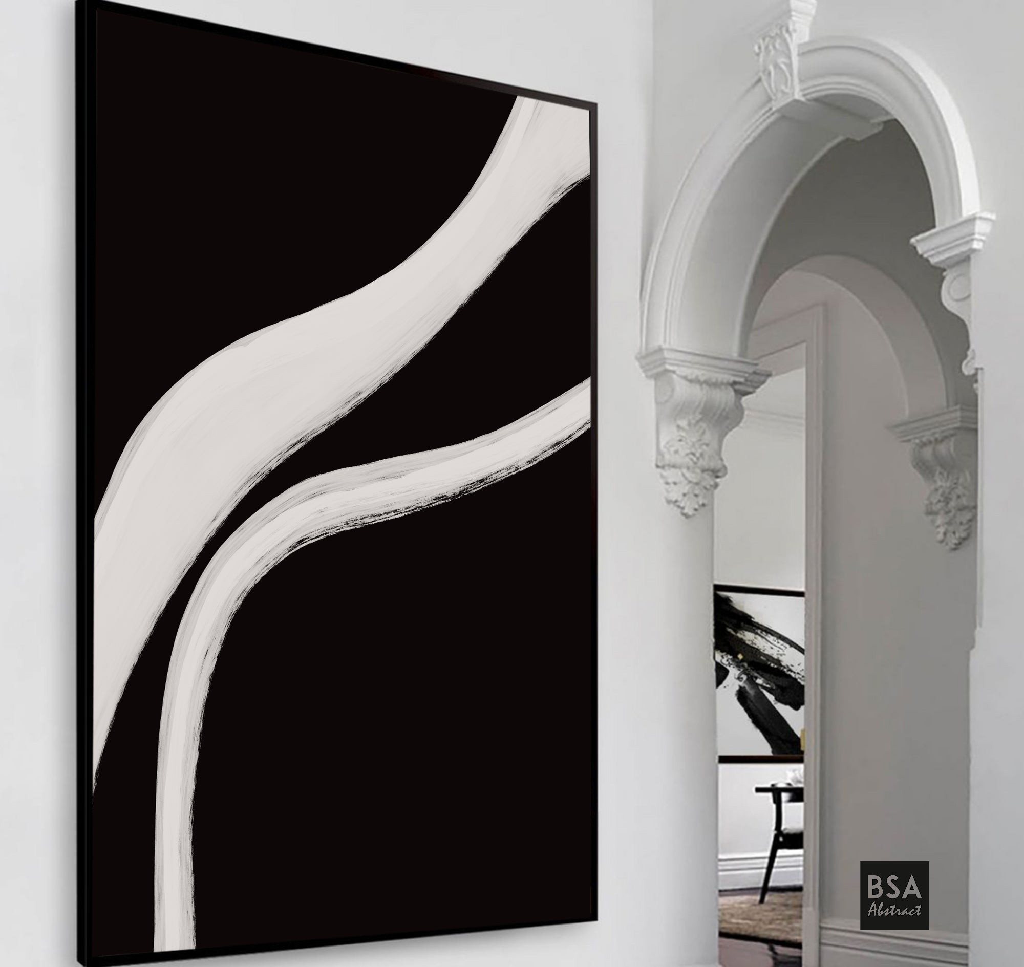 Minimalist Black & White Modern Abstract Wall Art - Fora #5. Large Abstract Painting, Modern Abstract Painting, oil hand painting, office wall art, original abstract, textured art, Living room wall art
