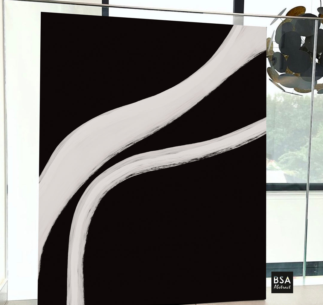 Minimalist Black & White Modern Abstract Wall Art - Fora #5. Large Abstract Painting, Modern Abstract Painting, oil hand painting, office wall art, original abstract, textured art, Living room wall art