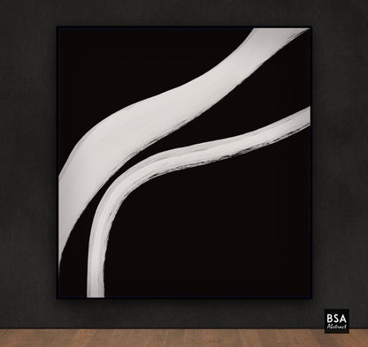 Minimalist Black & White Modern Abstract Wall Art - Fora #5. Large Abstract Painting, Modern Abstract Painting, oil hand painting, office wall art, original abstract, textured art, Living room wall art