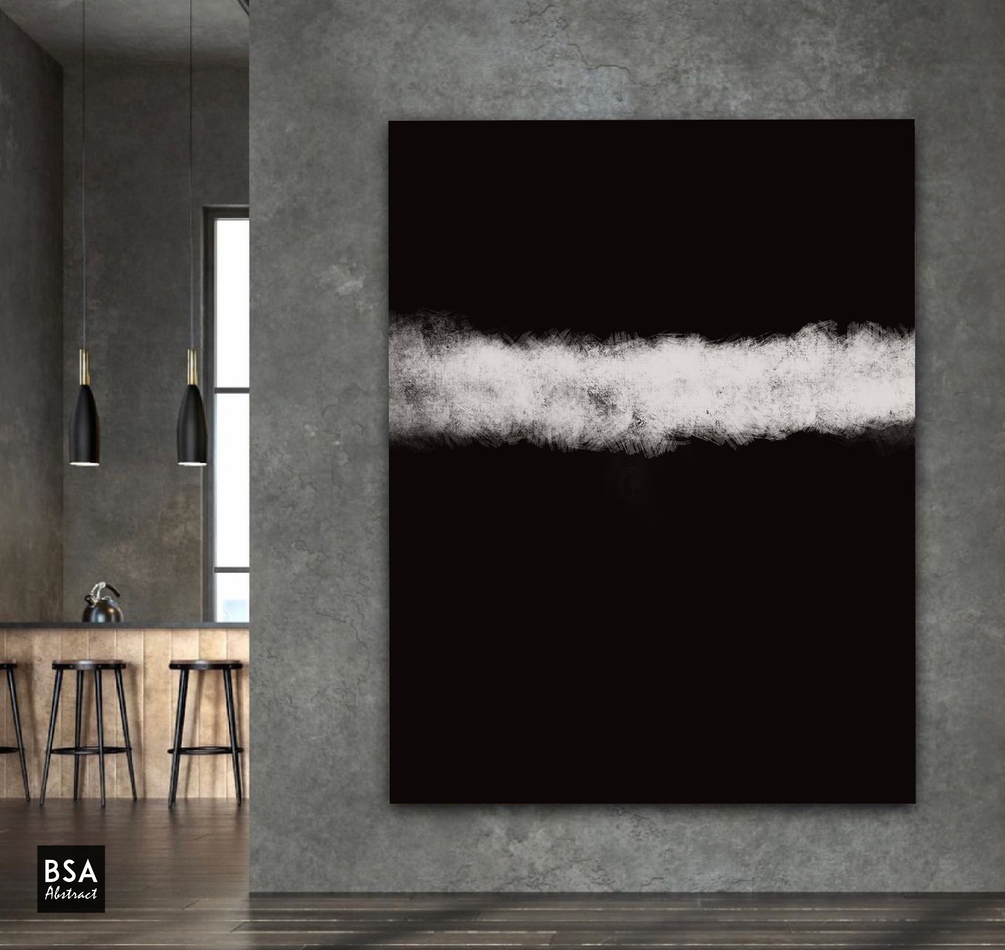 Black & White Minimalist Modern Wall Art, Abstract Canvas Art Painting - Fora #8. Black and white abstract art, Large Abstract Painting, Modern Abstract Painting, oil hand painting, office wall art, original abstract, textured art, Living room wall art, Modern interior wall art