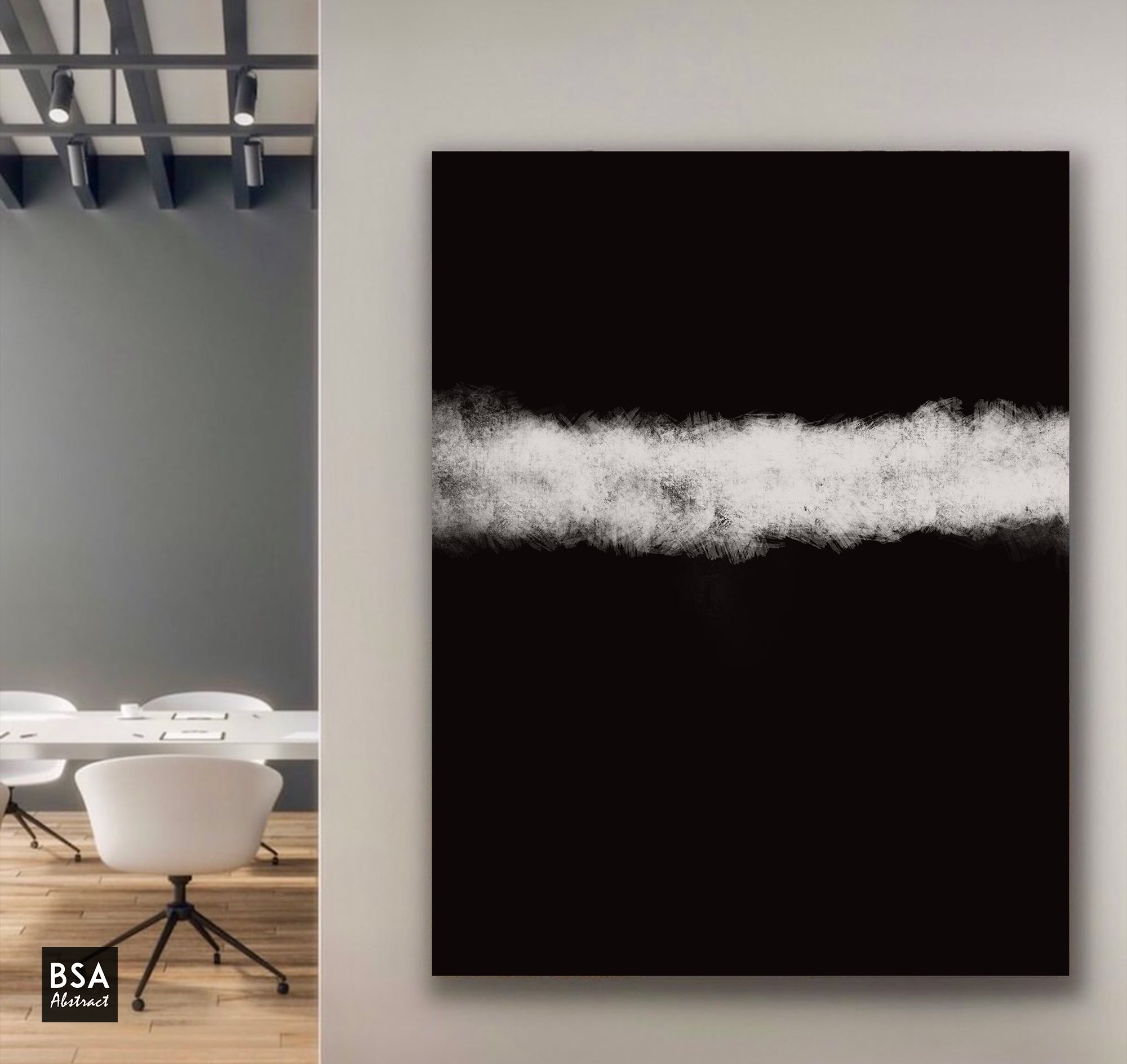 Black & White Minimalist Modern Wall Art, Abstract Canvas Art Painting - Fora #8. Black and white abstract art, Large Abstract Painting, Modern Abstract Painting, oil hand painting, office wall art, original abstract, textured art, Living room wall art, Modern interior wall art