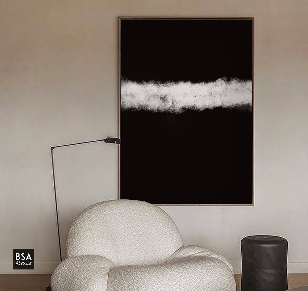 Black & White Minimalist Modern Wall Art, Abstract Canvas Art Painting - Fora #8. Black and white abstract art, Large Abstract Painting, Modern Abstract Painting, oil hand painting, office wall art, original abstract, textured art, Living room wall art, Modern interior wall art