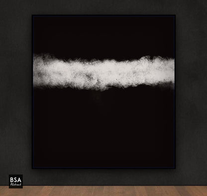 Black & White Minimalist Modern Wall Art, Abstract Canvas Art Painting - Fora #8. Black and white abstract art, Large Abstract Painting, Modern Abstract Painting, oil hand painting, office wall art, original abstract, textured art, Living room wall art, Modern interior wall art