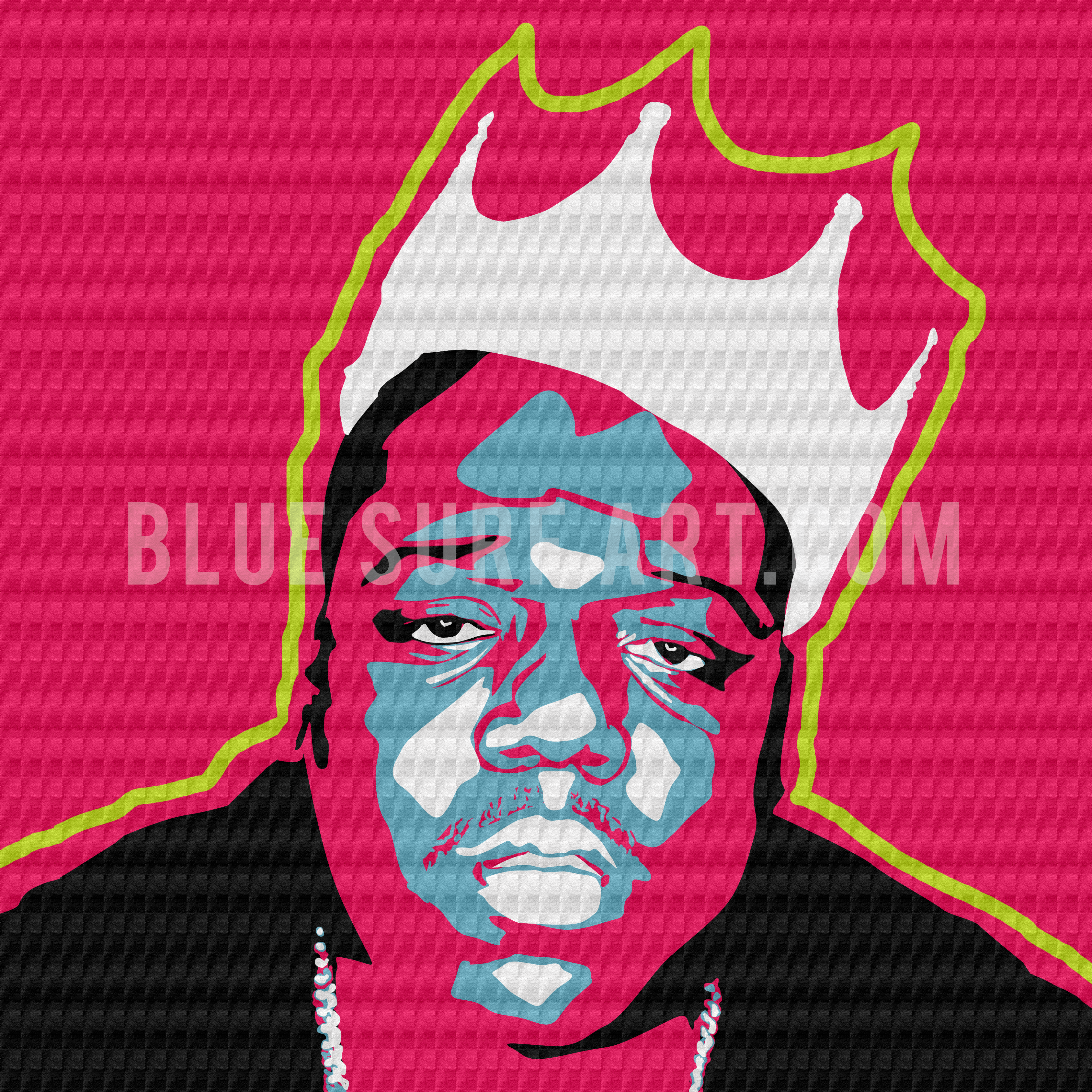 Hand Painted Rapper Character Biggie Smalls Canvas Art Painting, Rapper Wall Art Oil Painting – Blue ...
