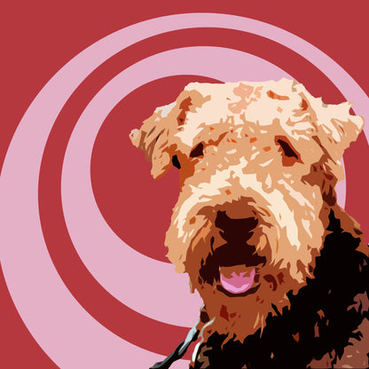 Airedale Terrier II Canvas Art Painting Animal Pop Art Original Handmade Art