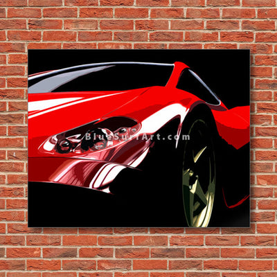 Ferrari Oil Painting on Canvas - red bricks wall