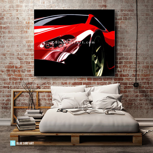Ferrari Oil Painting on Canvas - lofty style bedroom