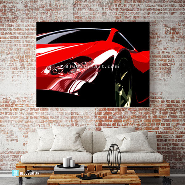 Ferrari Oil Painting on Canvas - living room showcase