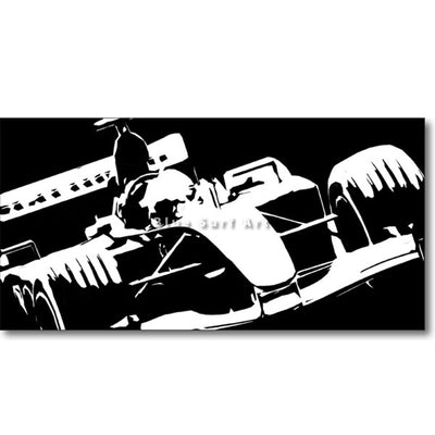 Formula One Black Oil Painting on Canvas