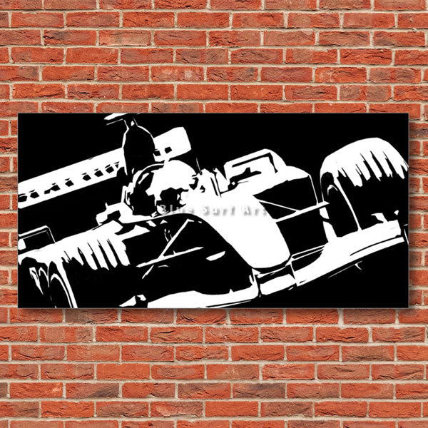 Formula One Black Oil Painting on Canvas - red bricks wall