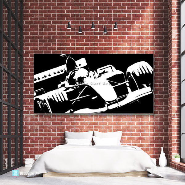 Formula One Black Oil Painting on Canvas - bedroom showcase