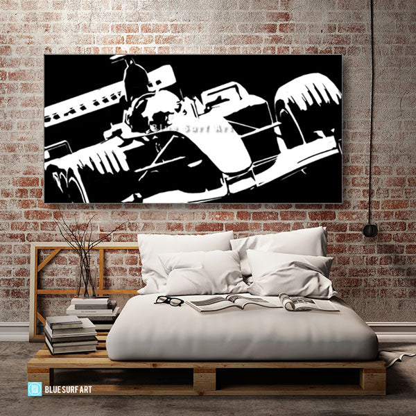 Formula One Black Oil Painting on Canvas - loft bedroom