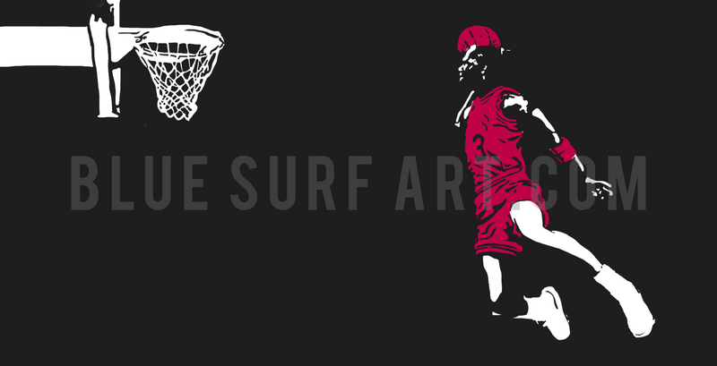 Slam-Dunk in Color - Michael Jordan Oil Painting on Canvas by Blue Surf Art