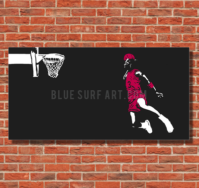 Slam-Dunk in Color - Michael Jordan Oil Painting on Canvas by Blue Surf Art 1