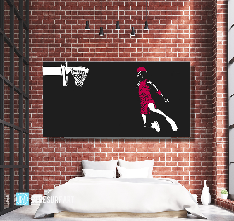 Slam-Dunk in Color - Michael Jordan Oil Painting on Canvas by Blue Surf Art 3