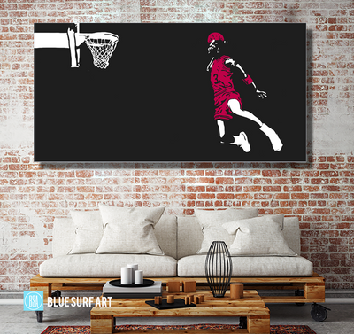 Slam-Dunk in Color - Michael Jordan Oil Painting on Canvas by Blue Surf Art 5