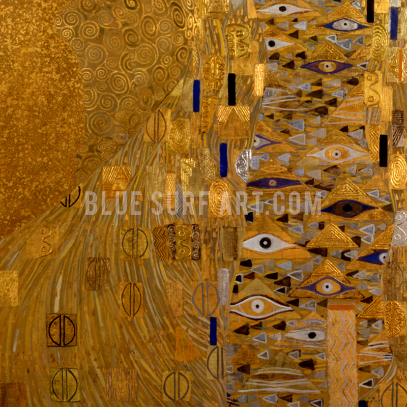Portrait of Adele Bloch-Bauer I by Gustav Klimt, Reproduction Oil Painting on Canvas - close up 