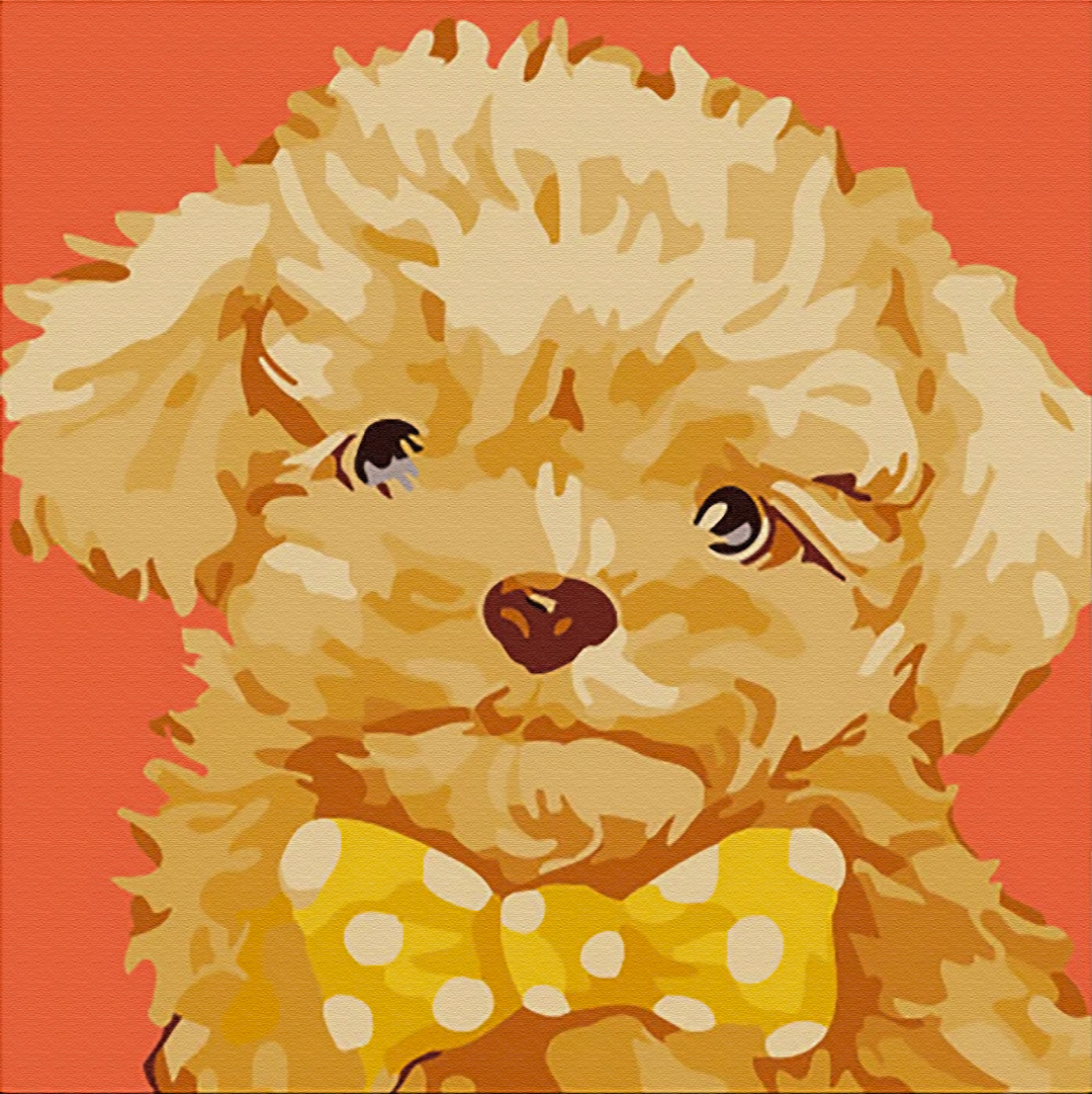 Fluffy Puppy Canvas Art Painting, Animal Pop Art, Room Decor, Wall Art - showcase