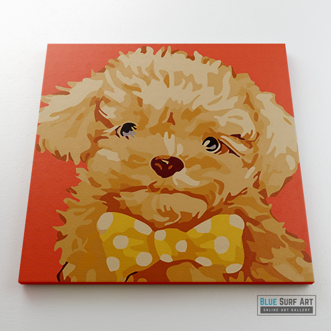 Fluffy Puppy Canvas Art Painting, Animal Pop Art, Room Decor, Wall Art - showcae