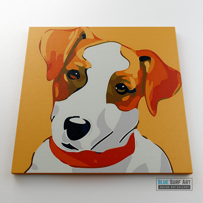 Cute Puppy Canvas Art Painting, Animal Pop Art, Room Decor, Wall Art - showcase