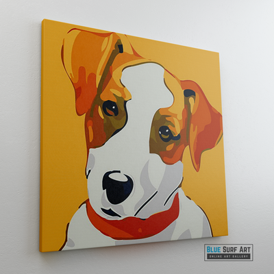 Cute Puppy Canvas Art Painting, Animal Pop Art, Room Decor, Wall Art - left side