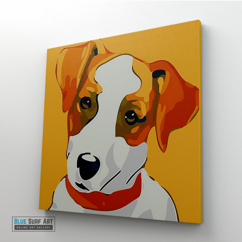 Cute Puppy Canvas Art Painting, Animal Pop Art, Room Decor, Wall Art - right  side