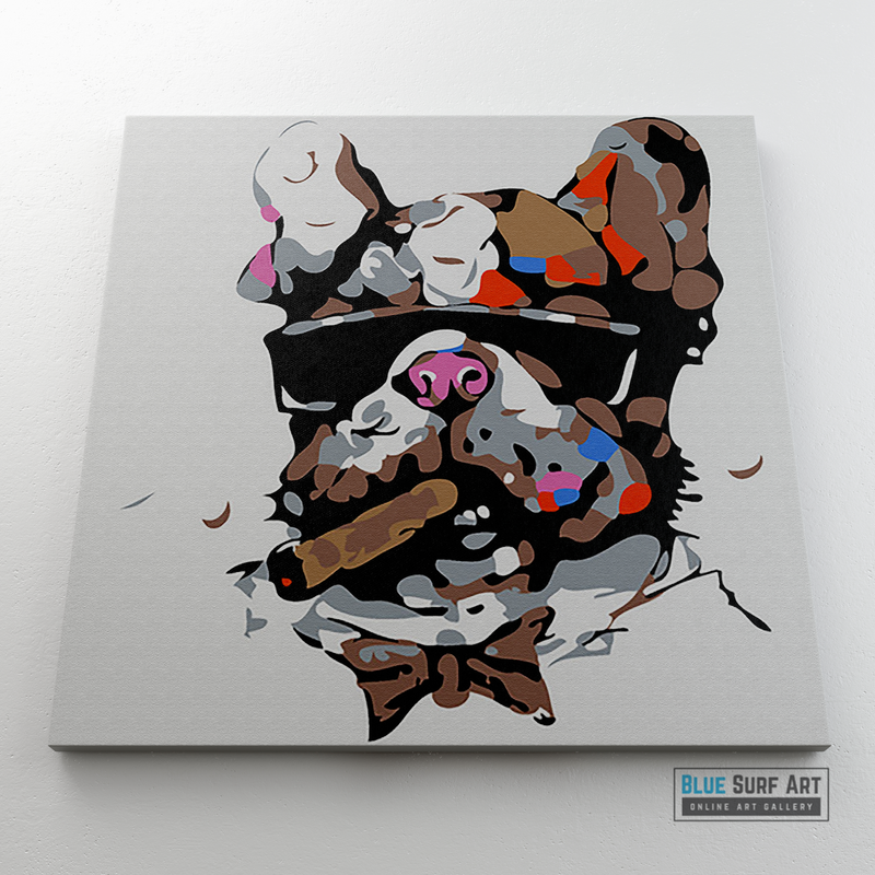 Dog with Sunglasses & Cigar Canvas Art Painting, Animal Pop Art, Room Decor, Wall Art - showcase