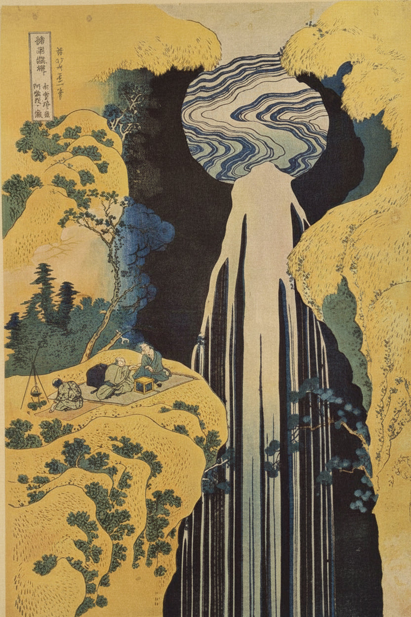 The waterfall of Amida behind the Kiso Road by Katsushika Hokusai Reproduction Painting