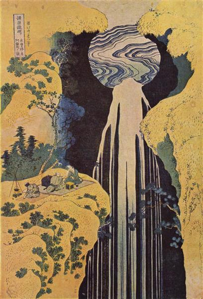 The waterfall of Amida behind the Kiso Road by Katsushika Hokusai Reproduction Painting