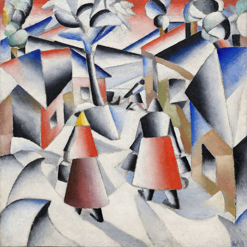 Morning in the Village after Snowstorm by Kazimir Malevich Reproduction Painting