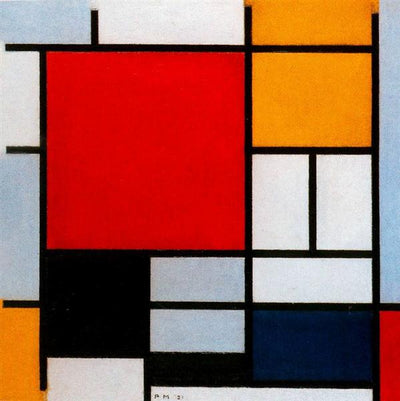 Composition with Large Red Plane, Yellow, Black, Gray and Blue
