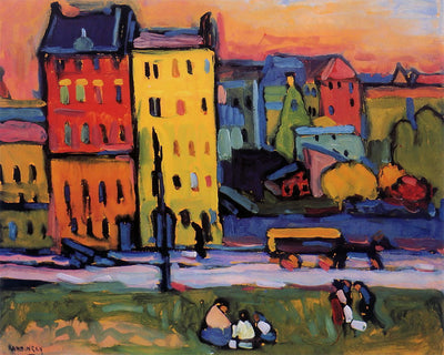 Houses in Munich, 1908 by Wassily Kandinsky Reproduction for Sale - Blue Surf Art