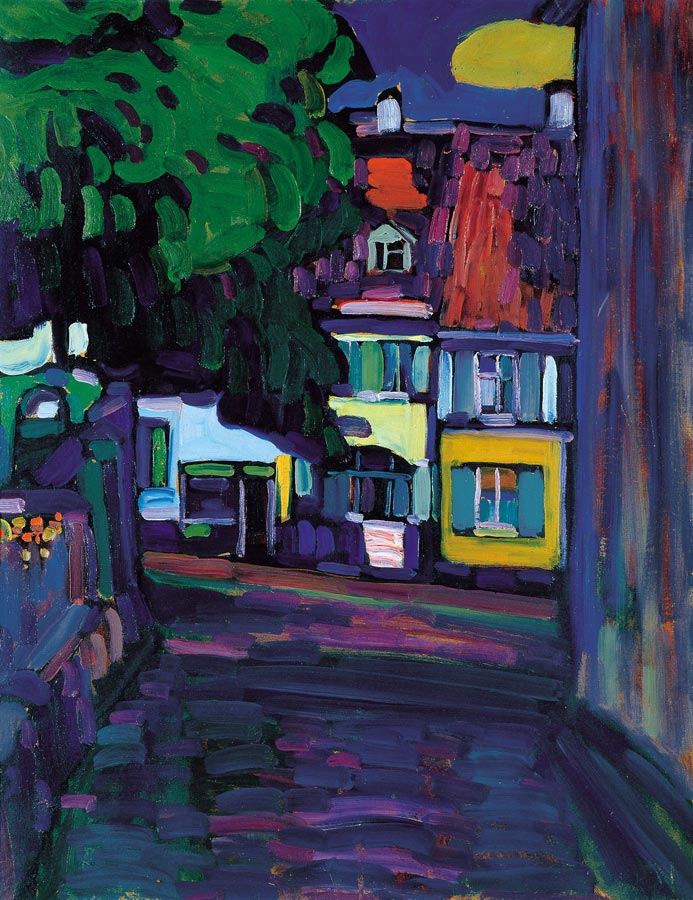 Houses in Murnau on Obermarkt 1908 by Wassily Kandinsky Reproduction for Sale - Blue Surf Art