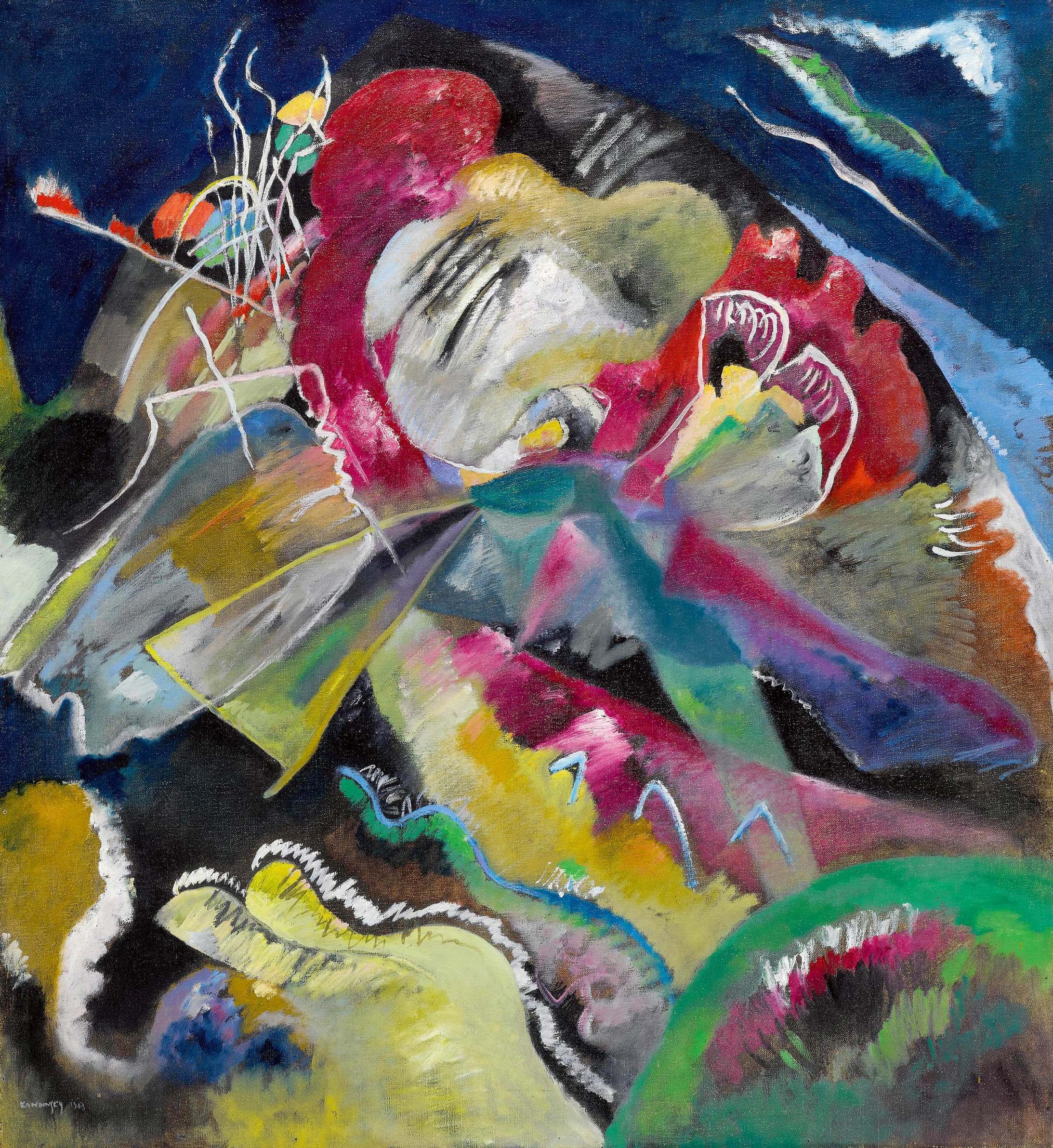 Painting with White Lines 1913 by Wassily Kandinsky Reproduction for Sale - Blue Surf Art