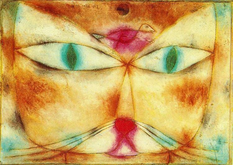 Cat and Bird by Paul Klee reproduction wall art painting