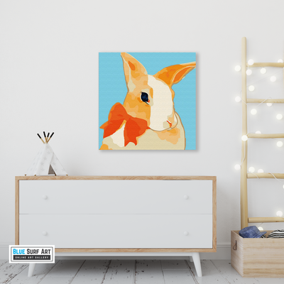 Pretty Rabbit Canvas Art Painting, Animal Pop Art, Room Decor, Wall Art - living room