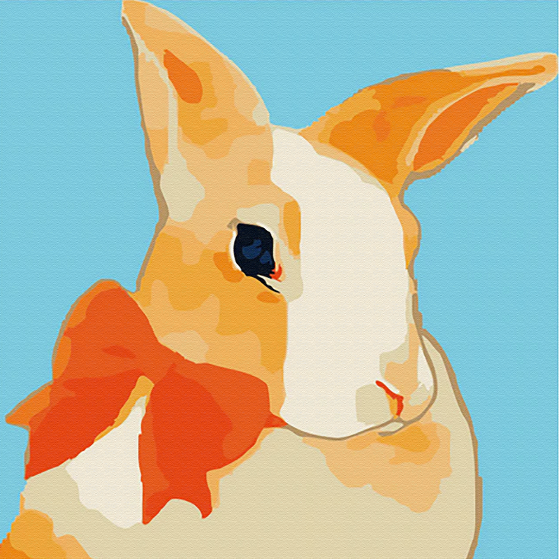 Pretty Rabbit Canvas Art Painting, Animal Pop Art, Room Decor, Wall Art