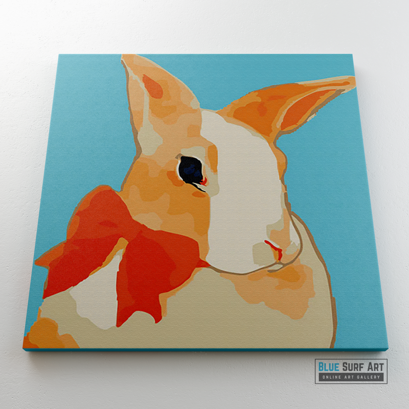 Pretty Rabbit Canvas Art Painting, Animal Pop Art, Room Decor, Wall Art - showcase