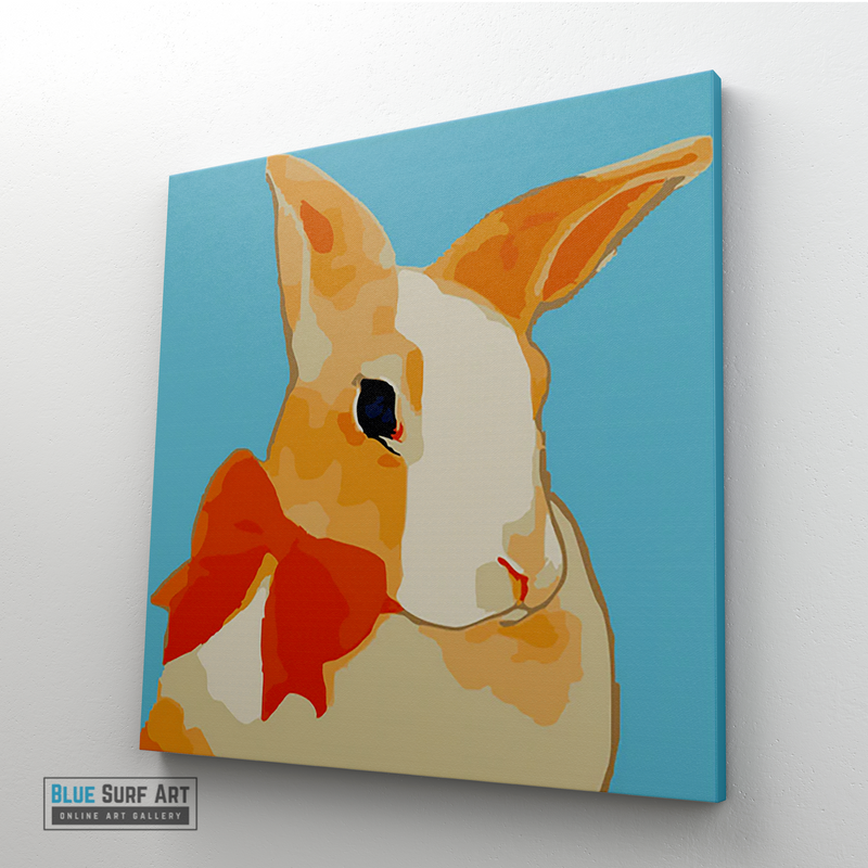 Pretty Rabbit Canvas Art Painting, Animal Pop Art, Room Decor, Wall Art - side angle